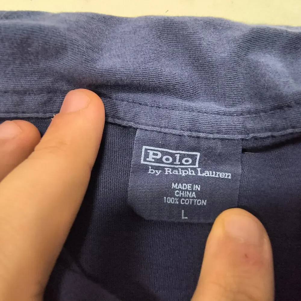 Polo by Ralph Lauren Pocketed Collared Polo Shirt Mens Size Large L Navy Blue